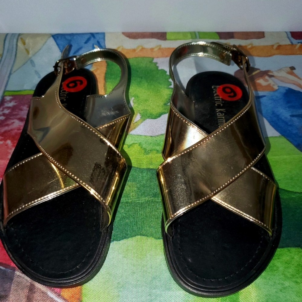 Electric Karma Gold Flat Flip Flap Sandal